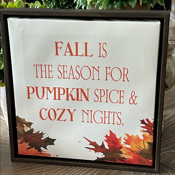 Other - NEW! Rustic Cottage Fall Harvest Autumn Leaves Wood Frame Canvas Wall Art